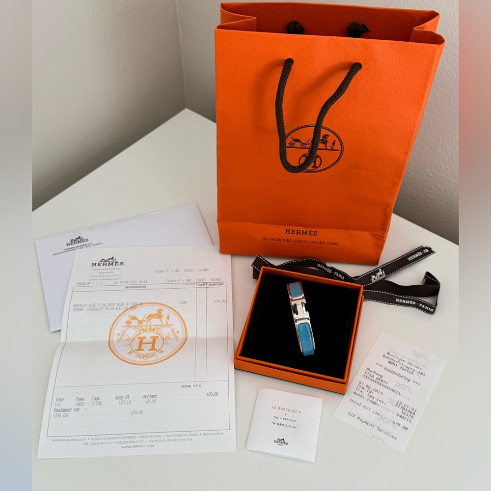 Hermes bracelet Clic H Palladie Blue Nord PM. NWT